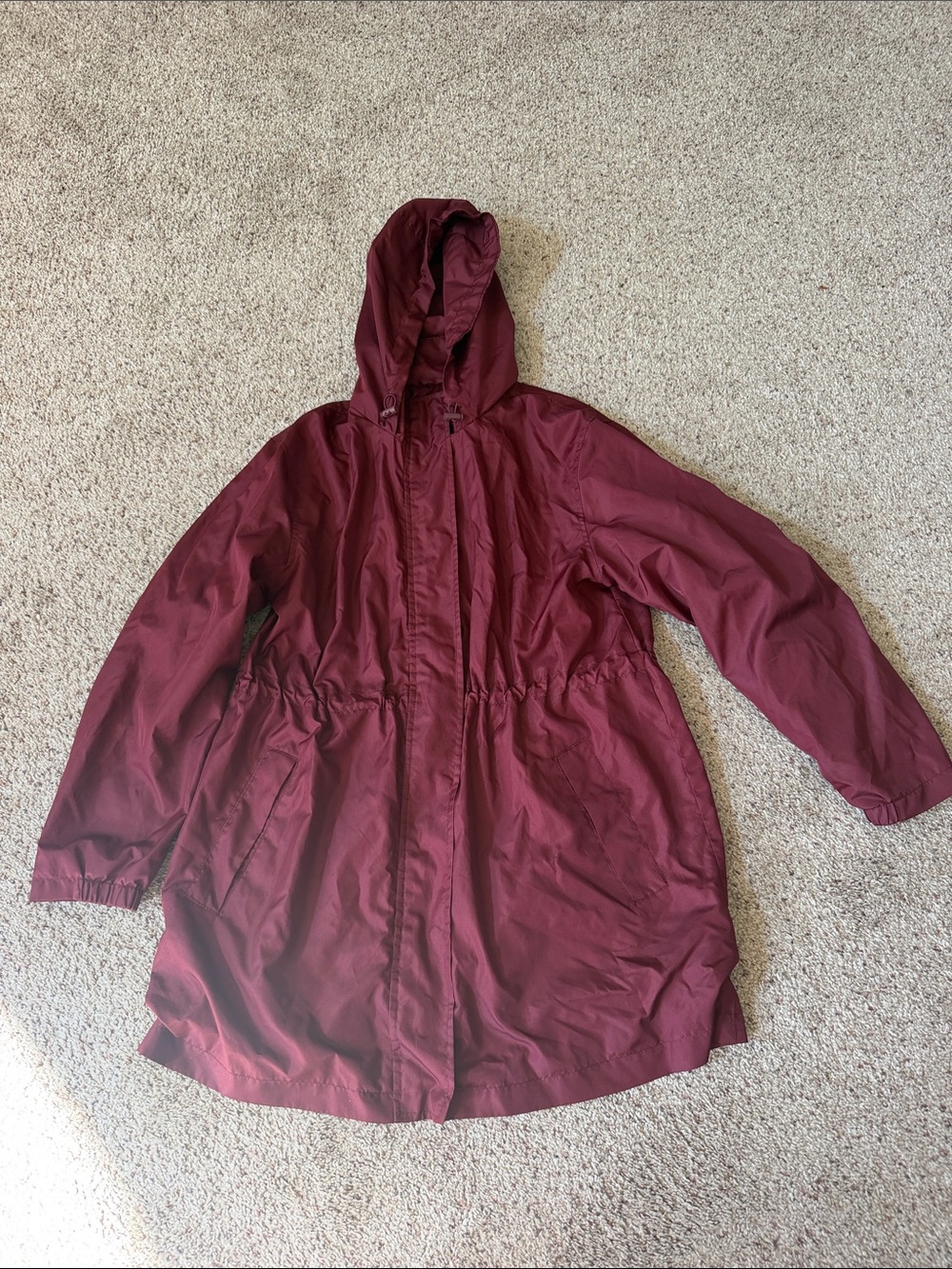 a new day Hooded Lightweight Raincoat - Burgundy